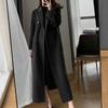 Woolen Long Coat Casual Women Double Breasted Faux Wool Jacket Fall Fashion Korean Ladies Black Clothes New Winter