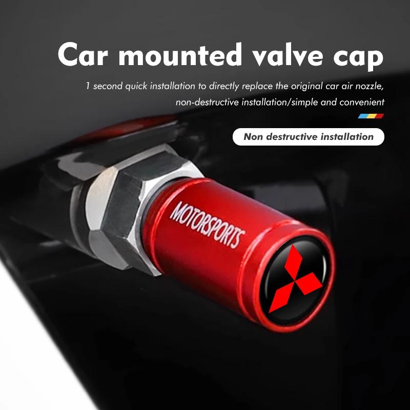 gzbf5 4PCS Car Motorcycle Valve Caps for Mitsubishi All Models Eclipse Cross ASX Mirage Tire Stem Air Cover Universal Accessories