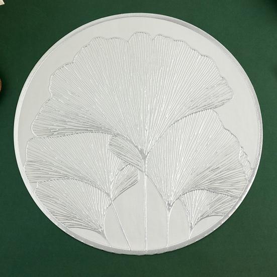 Круглый термостойкий коврик для столовых приборов с дизайном листьев гинкго, золотой, серебряный защитный коврик для стола, противоожоговой изолированный коврик для тарелок для домашней столовой, свадебной кухни