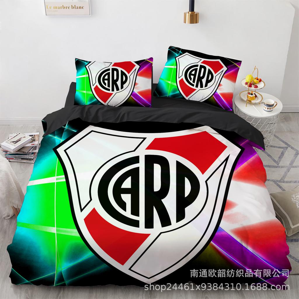 Size 3D Printed Football Club Standard Bedding Three-Piece Quilt Cover Pillowcase