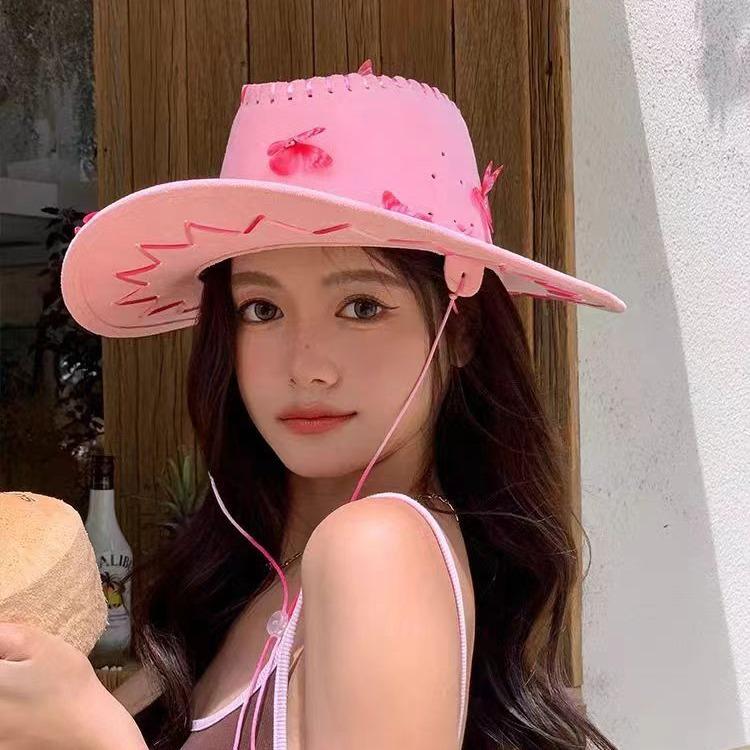 Американский отдых на море ретро вестерн ковбойская шляпа женская летняя шляпа Spice Girl с защитой от ветра и солнца, широкополая альпинистская шляпа