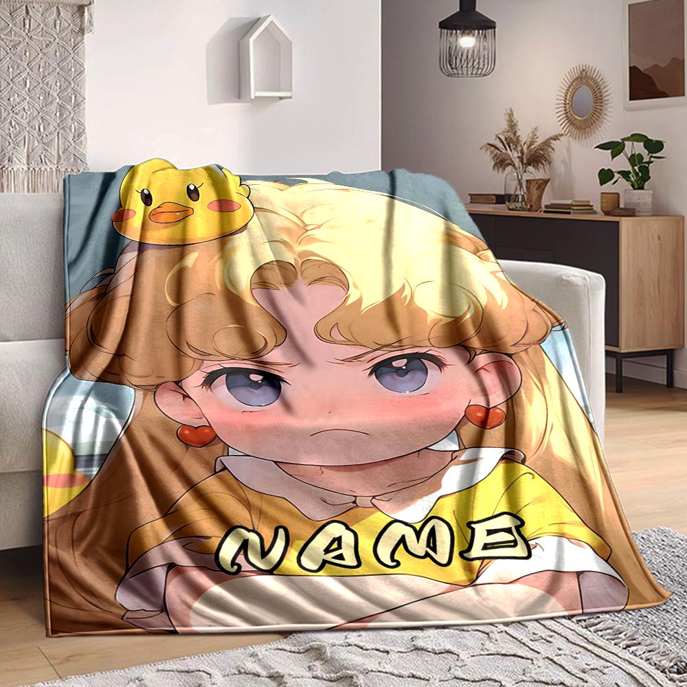 Custom 1pc Sailor Moon Team-up Blanket, Soft And Comfortable Blanket, Casual Warm, Camping Travel Blanket, Birthday Gift Q91390