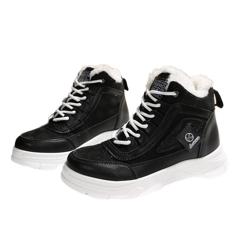 Женские зимние сапоги до середины икры с флисовой подкладкой, теплая обувь на платформе, повседневная обувь больших размеров для осени