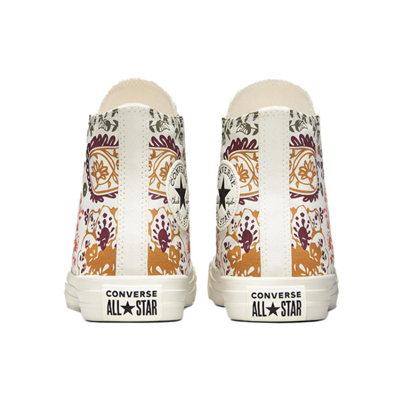 Converse Chuck Taylor All Star Cashew Flower Trendy Outdoor Casual High-top Canvas Shoes Women's White Red Brown
