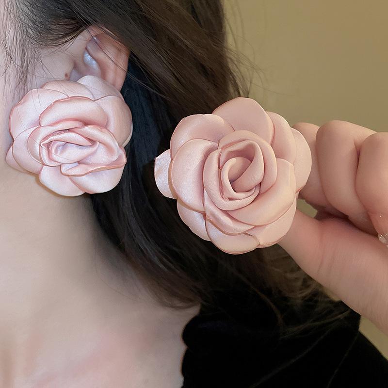 Серьги с розовыми цветами в форме сердца и кошачьим глазом, модные серьги, высококачественные серьги