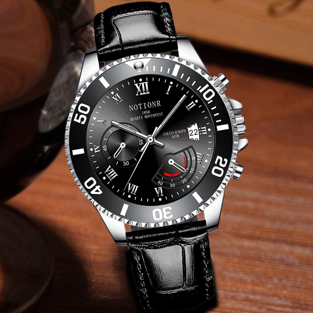 Мужские модные часы Классические кварцевые часы Модные деловые часы Спортивные мужские часы Кожаный ремешок
