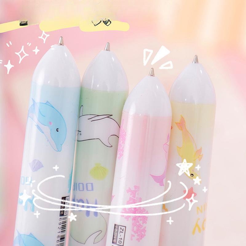 Возвращение в школу, 5 шт., 0,5 мм, мультяшная креативная многоцветная ручка в форме сердца для девочек, русалки, дельфина, десятицветная ручка для студентов, канцелярские принадлежности, подарок, счет для рук