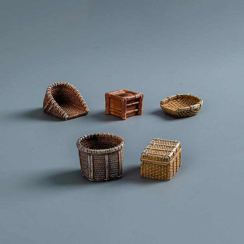 3 шт./компл. кукольный домик миниатюрная смоляная плетеная корзина для хранения продуктов корзина для пикника мебель модель для кукольного домика аксессуары украшения