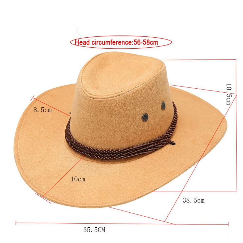 Retro Artificial Suede Beach Cowboy Hat Wide Brim Solid Color Party Cosplay Hat Sun Protection Breathable Sun Sunscreen Cap