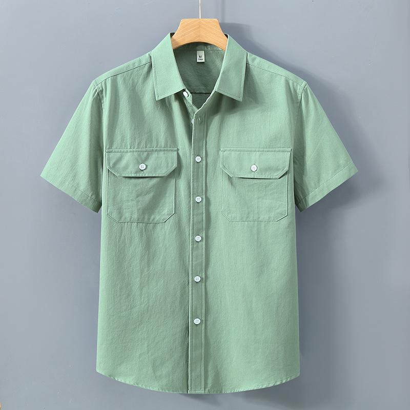 American Short Sleeve Shirt Men Summer Shirt Pure Cotton Casual Men Tops Youth Double Pockets Shirt New Fashion Men Clothing