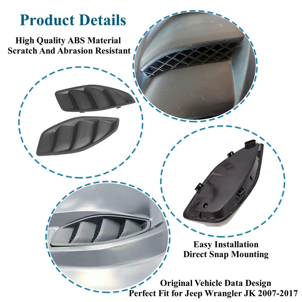 Передний капот автомобиля, вентиляционное отверстие, декоративная крышка, наклейка, накладка для Jeep Wrangler JK 2007-2017, 2/4 двери, экстерьер