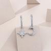Sterling Silver Moissanite Star Moon Mismatched Dangle Earrings Platinum Plated Micro Paved Sparkly Star and Moon Women Earrings