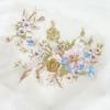 3D Flower Beaded Lace Fabric Applique Embroidery Sewing On Patches For Wedding Evening Dress Clothing Patch Sewing Accessories