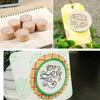 1 Pcs Creative Retro Round Wooden Stamp Popular Handwriting Wish Sentiment Wooden Rubber Round Stamp Floral Choose Word