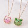 Cat Bear Charm Children's Necklace Cute Design Princess Costume Necklace  Kids Fashion