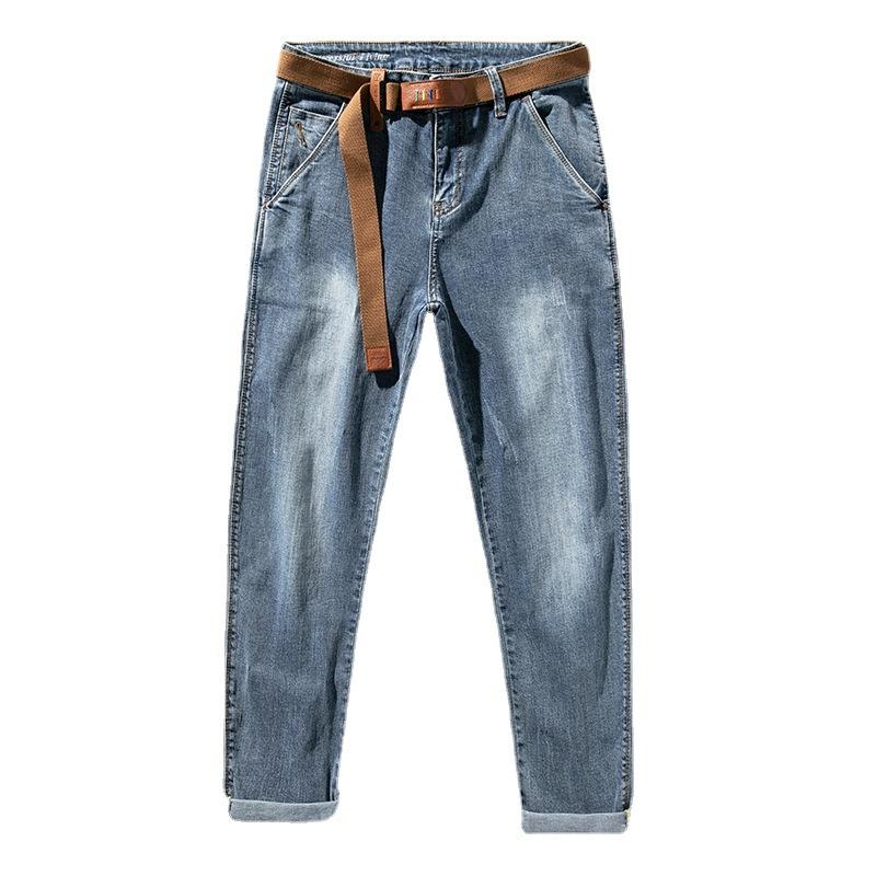 Свободные мужские эластичные прямые брюки-трубы, мужские весенние новые обычные винтажные длинные брюки из мерсеризованного хлопка белого цвета, мужские длинные брюки