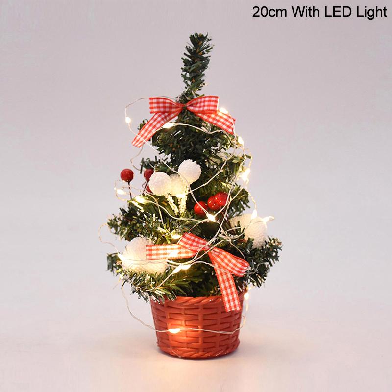 20/30cm Artificial Christmas Tree with LED Light Balls 2025 Christmas Decoration for Home 2025 New Year Gift Xmas Table Ornament