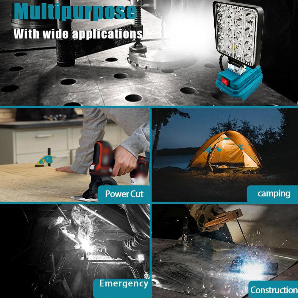 Cordless 4 inch LED Light Portable Outdoor Spotlight USB Lamp Emergency Flashlight For Makita 18V Lithium Battery(No Battery)