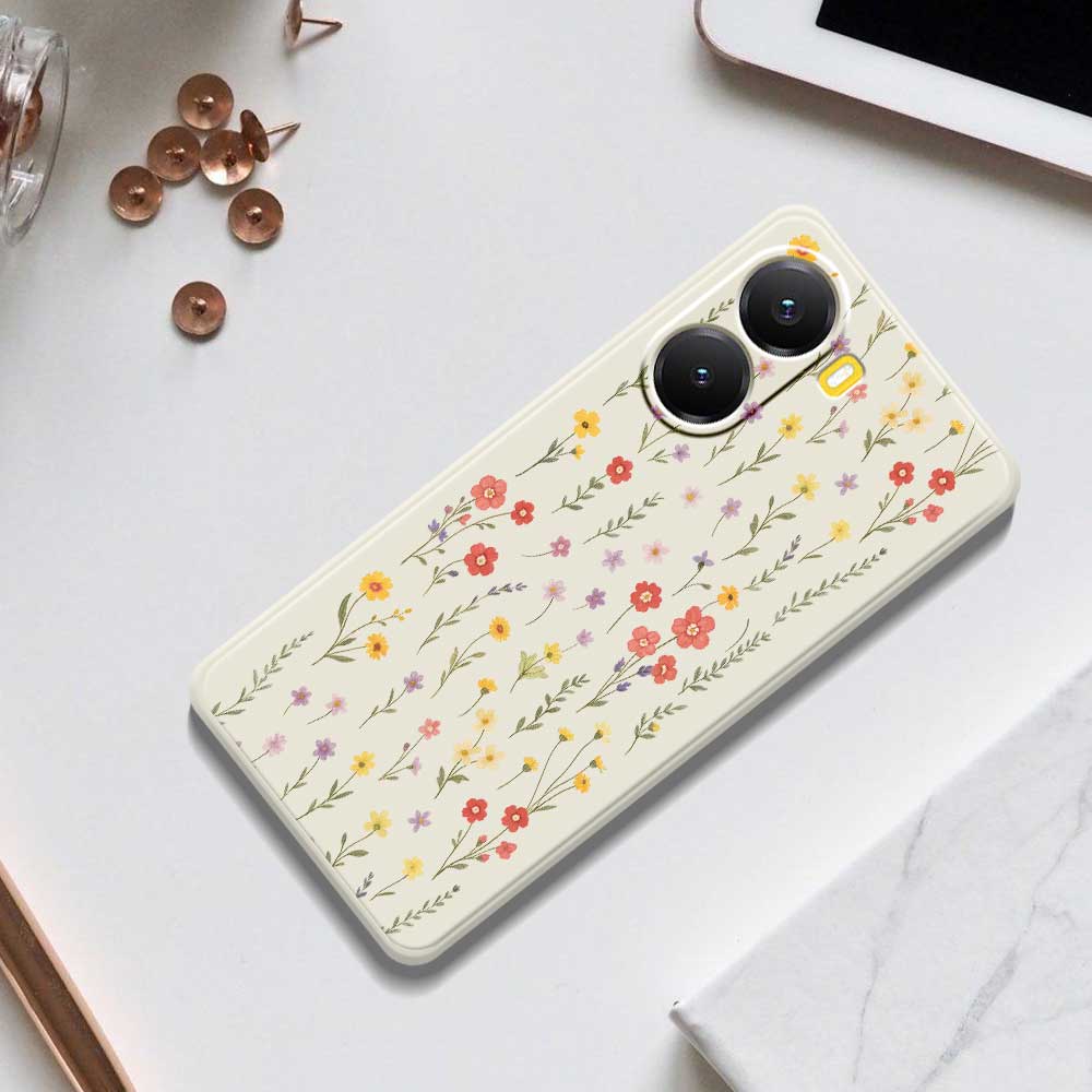 For Xiaomi Redmi Turbo 4 5G/Poco X7 Pro 5G Case Flowers and Grass Pattern Printing Straight Edge TPU Phone Back Cover