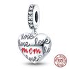 Copper Heart Shaped Warm Family Mom Charm Beads Fit Original Bracelets Fine Diy Mother'S Day Jewelry Gifts