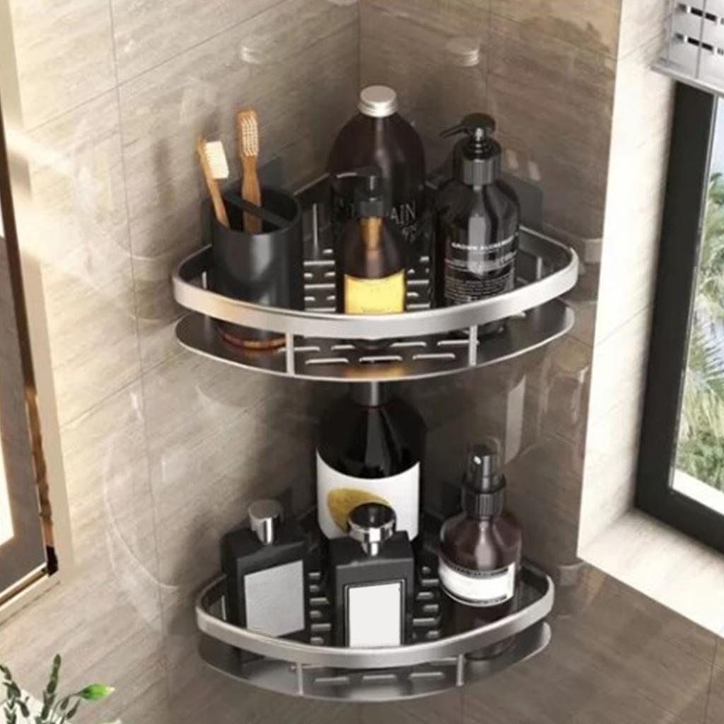 4 Pcs Corner Shower Shelf Stainless Steel Strong Load Bearing Space Saving Wall Mounted Bathroom