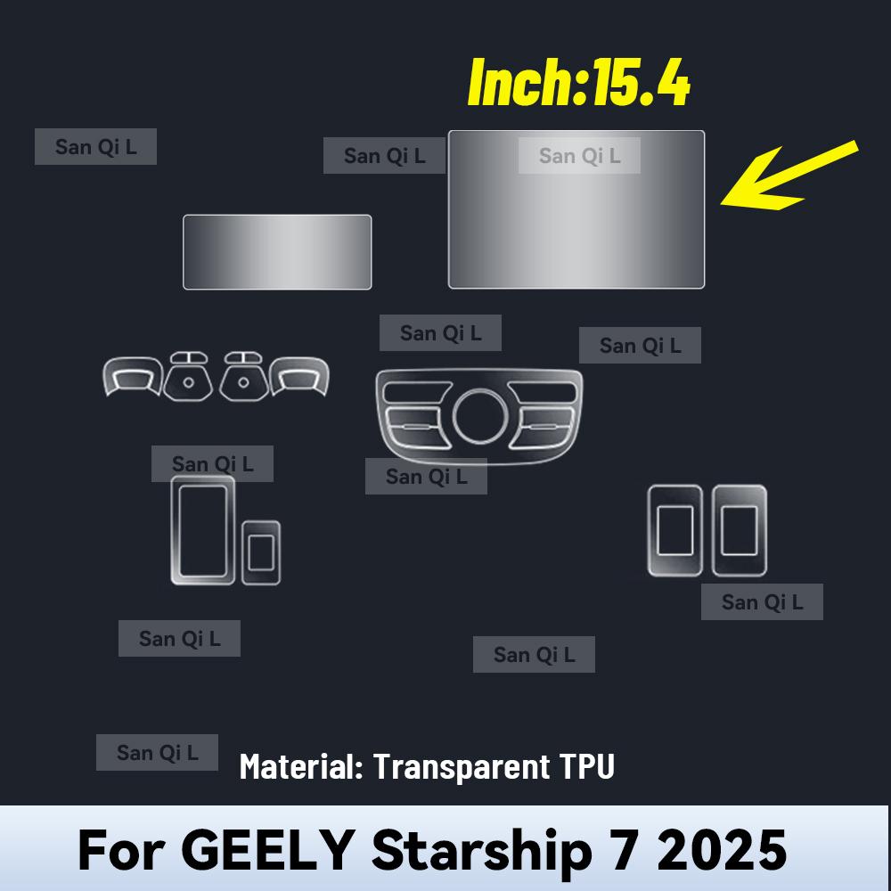 Для GEELY STARSHIP 7 2025 Пленочная защита экрана навигации автомобиля из ТПУ Защитная наклейка на коробку передач Антицарапины Аксессуары для интерьера