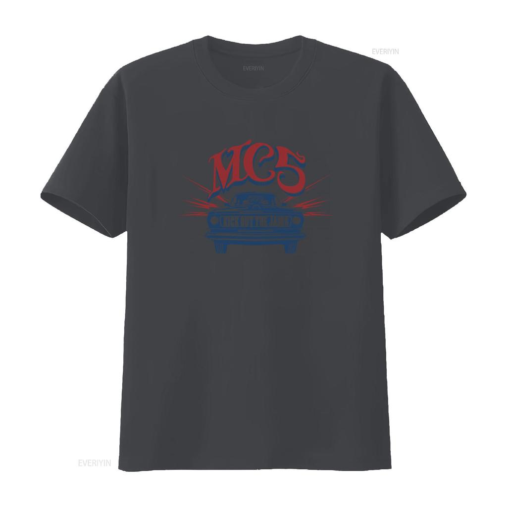 Хлопковая футболка MC5 Kick Out The Jams Дизайн ретро-автомобиля Рок-группа винтажный Стиранный Мягкий мужской Удобный Слегка дышащий