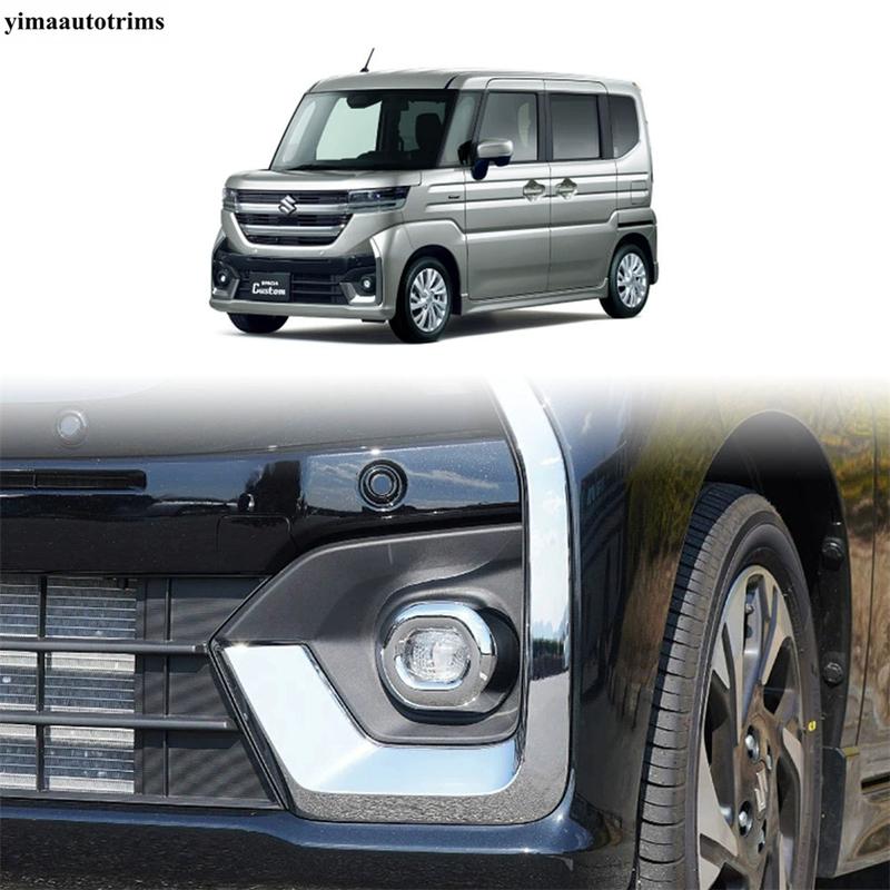 Front Rear Bumper Fog Light Lamp Frame Decoration Cover Trim ABS Chrome Accessories For Suzuki Spacia MK54S MK94S 2024 20