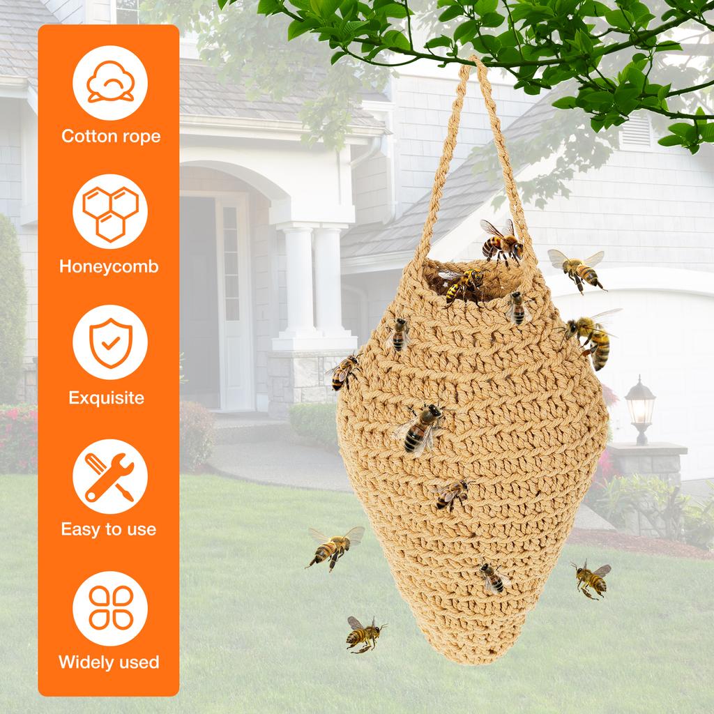 3 Pcs Crochet Wasp Nest Decoy Cotton Rope Hanging Faux Wasp Nest Deterrent for Outdoor Patio Garden Yard Eaves Decoration