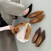 2025 New Suede Thin Soft Sole Comfortable Pointed Flat Sole Single Shoes Simple Shallow Mouth Low Heel Women's Shoes
