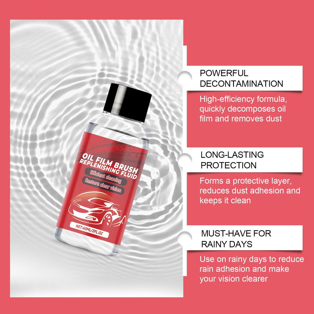 Очиститель масляной пленки на автомобильном стекле - очиститель масляной пленки на лобовом стекле автомобиля, щетка для очистки масляной пленки на автомобиле, средство для удаления масляной пленки на стекле 120 мл + сменный блок 60 мл
