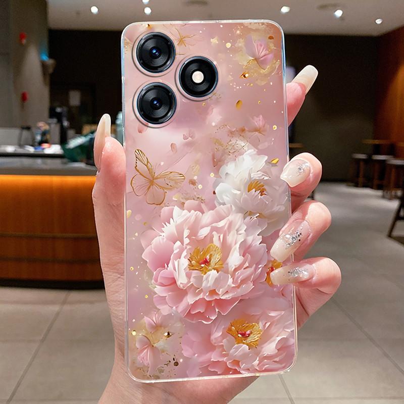 For Tecno Spark 10 10C Cases Pretty Butterfly Flowers Clear Silicone Back Cover For Tecno Spark 10 C KI5k KI5m KI5q Phone Case