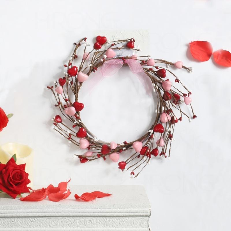 Artificial Heart Berries Wreath For Valentines's Day Decoration Decorative Garland Wedding Window Table Centerpieces