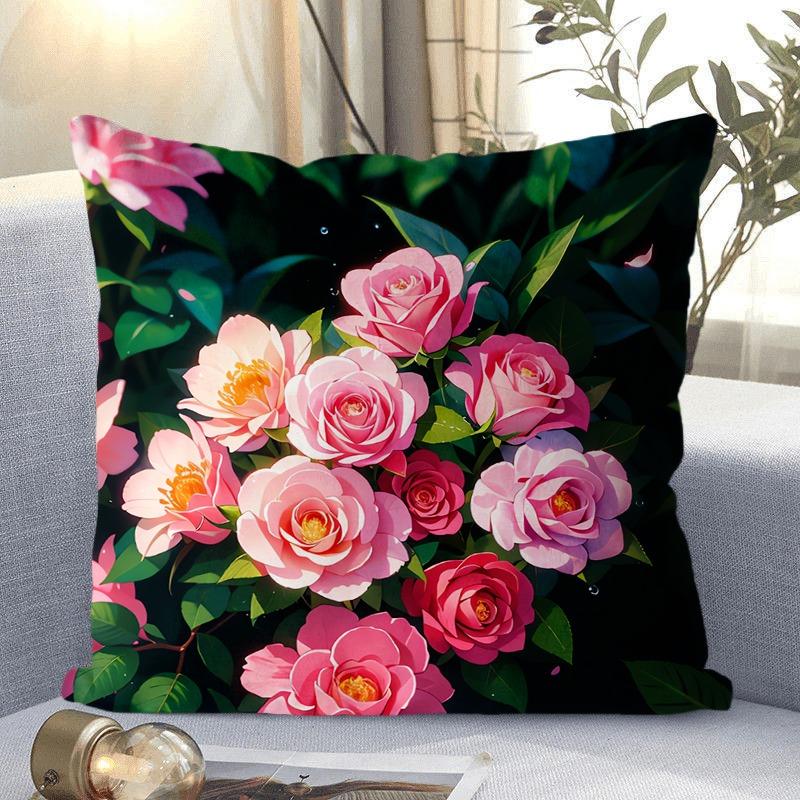 Декоративная наволочка с рисунком розы для гостиной, спальни, квадратная наволочка с подушкой