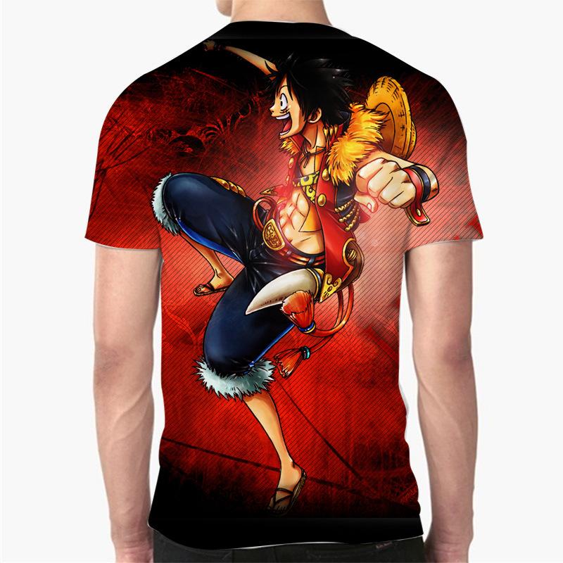 One Piece Обезьяна D. Футболка Луффи Унисекс Аниме Короткий Рукав Футболка Луффи Боевая Поза Печать Спереди Повседневная Уличная Одежда Топ Для Аниме Фанатов
