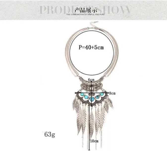 Модные ювелирные изделия Лист кисточка Винтажные ожерелья и подвески Новое макси колье ожерелье ожерелье чокер бохо ожерелье