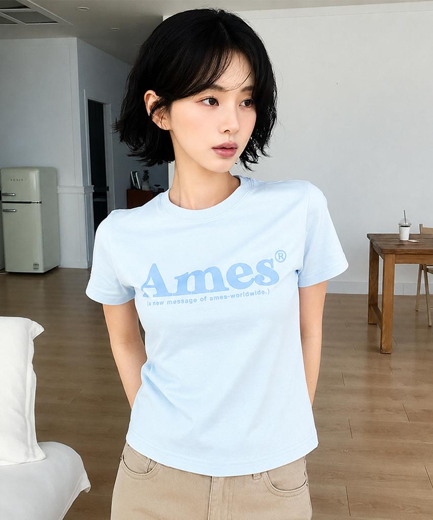 AMES-WORLDWIDE Базовая футболка с логотипом Небесно-голубая
