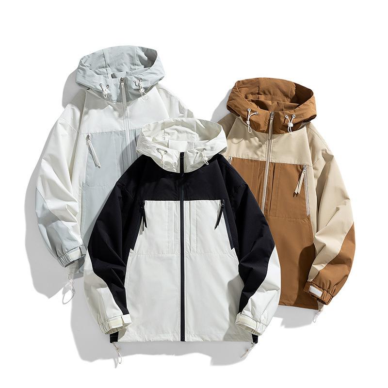 Autumn Jacket Waterproof Jacket Men's Spring and Autumn Loose Color Matching Hooded Jacket