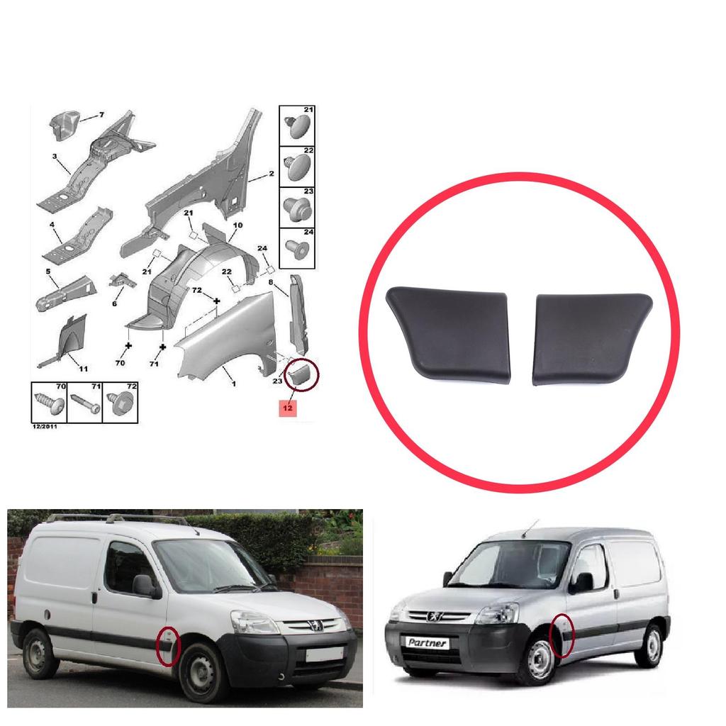 BSP1204 Передний левый правый молдинг крыла для Peugeot Partner M59 2002-2008 Facelift 8544.J5 8544.J6