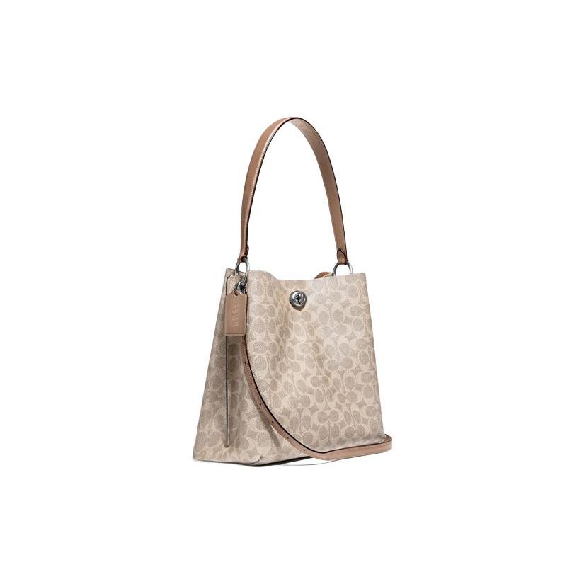 COACH Charlie Artificial Leather Handbag Medium Women's Morandi Color Oat (Unisex) Handbags 89003 LHPVT