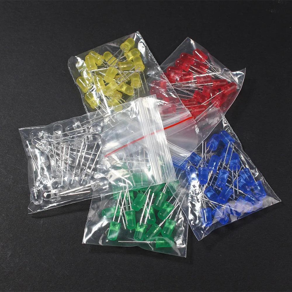 Набор суперярких 5-мм светодиодов - 50-100 шт. синего, зеленого, красного, желтого, белого цветов для DIY электронных проектов