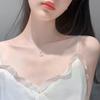 Fairy Women Clavicle Chain Elegant White Chalcedony Pendant Necklace for Teen Girls Women Daily Outfits