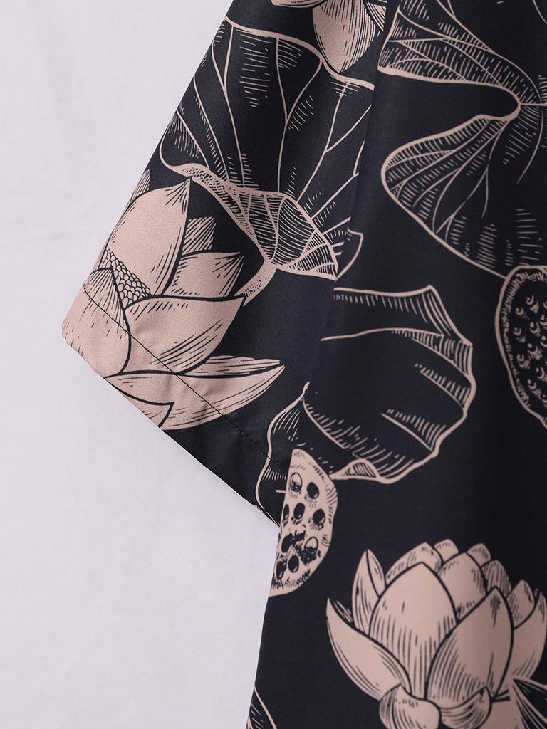 Рубашки свободного покроя в стиле ретро с цветочным принтом в стиле HK Wind, повседневные рубашки с короткими рукавами для мужчин и женщин на лето, распродажа