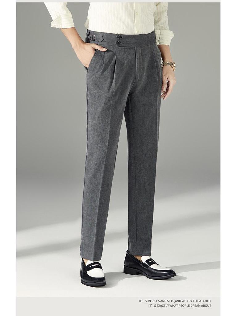 Мужские модные брюки-платья с регулируемой пряжкой «Париж», с высокой посадкой, не требующие глажки, прямого кроя