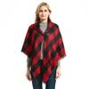Horn Button Plaid Cloak Shawl