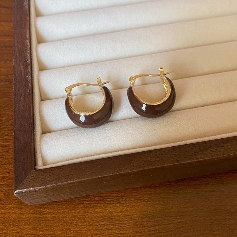 Женские круглые флокированные серьги-кольца с леопардовым принтом: Уникальные европейские statement-серьги Осень/Зима для визуально меньшего лица