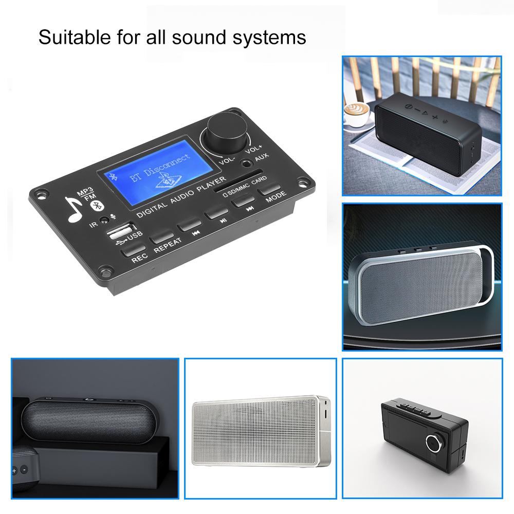 DC 12V MP3-плеер Декодер Плата Bluetooth 5.0 USB TF BT FM Линейный вход Музыкальный MP3-плеер Модуль с ЖК-экраном Цифровой аудиоплеер