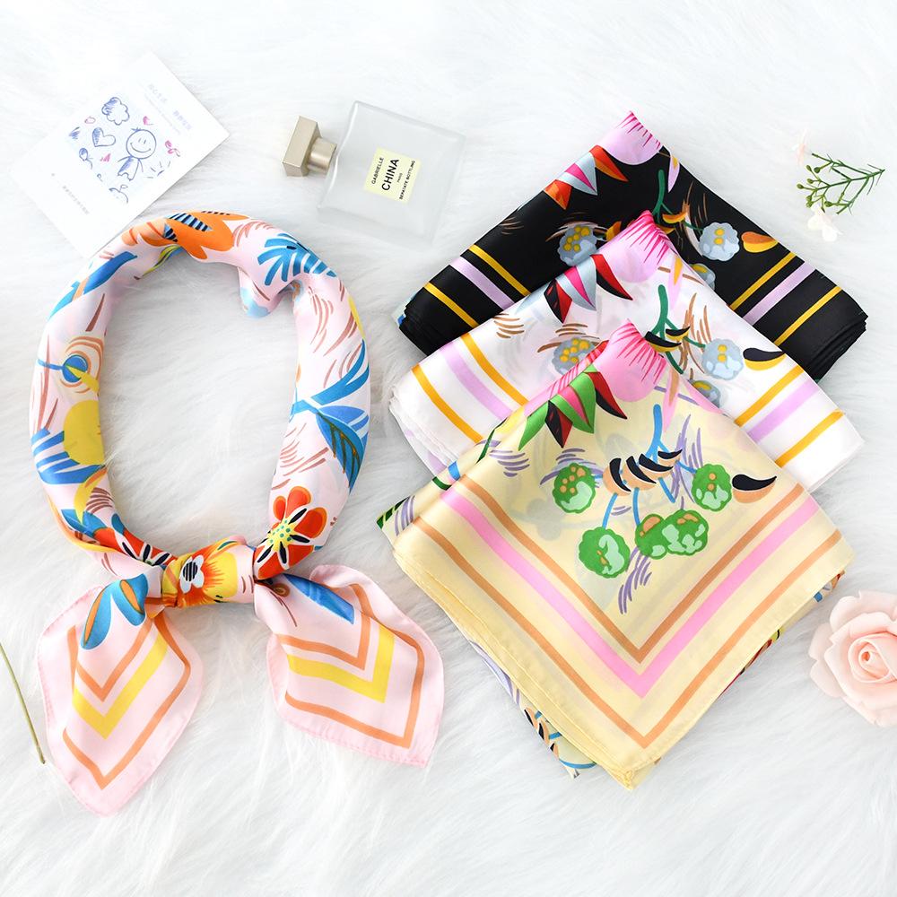 Women'S New Fashionable Atmosphere Simulation Silk Scarf Neck Protection Scarf Spring Summer Autumn Square Scarf