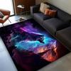 Electric Wolf Pattern Area Carpet On the Mountain, Entrance Non-slip Welcome Mat, Living Room, Bedroom Decoration