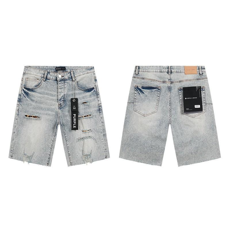 2026 Mens Premium American Streetwear Denim Shorts - Slim Fit Hand-Painted Distressed Low Rise Cotton Blend